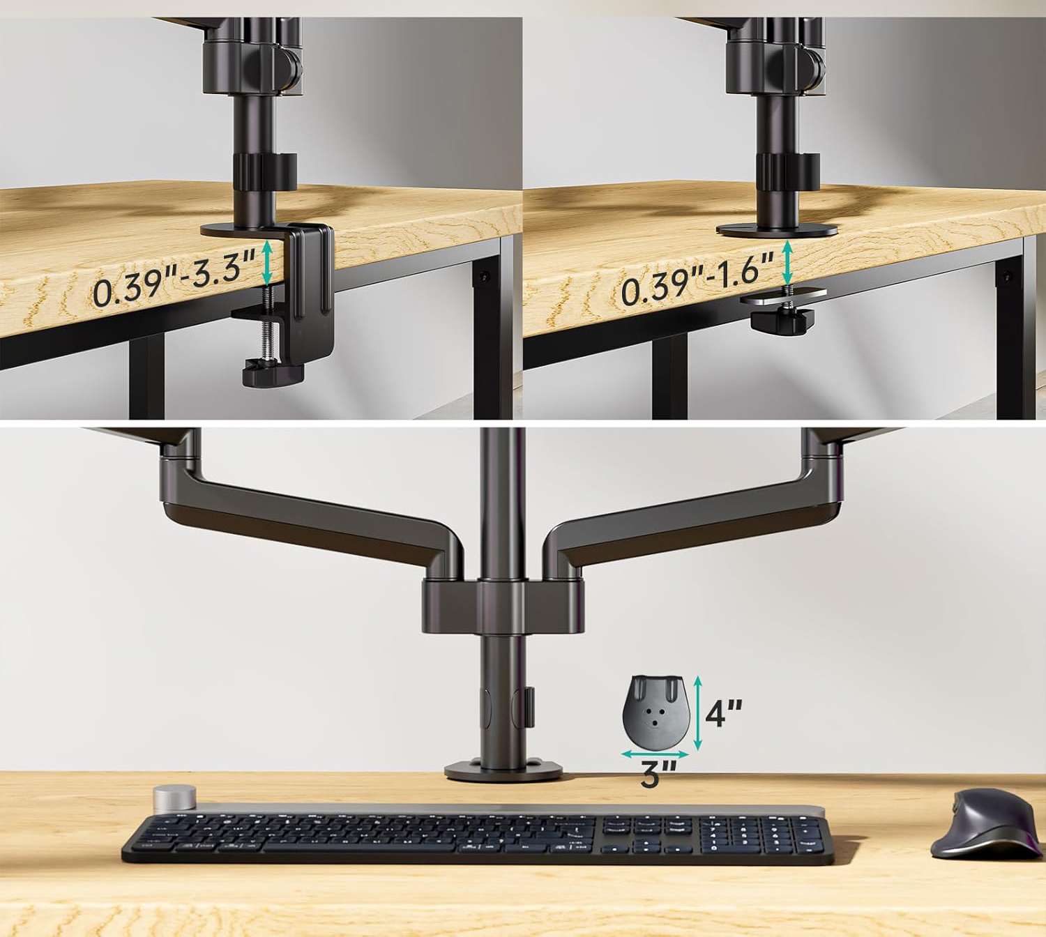 Uchwyt na 3 monitory WALI GSDM003, do 27", VESA 75/100 mm, czarny, Używany - obrazek 6