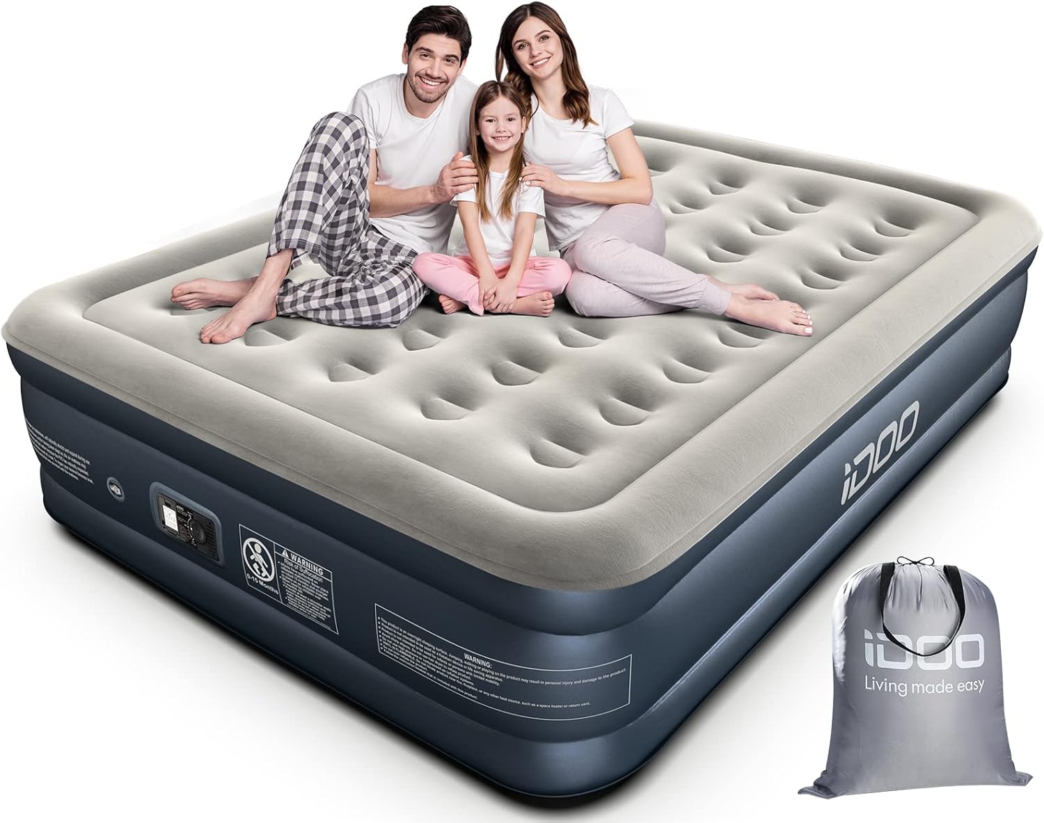 Łóżko dmuchane iDOO King size I-C-020, 203x152x38 cm, z pompką, Po naprawie