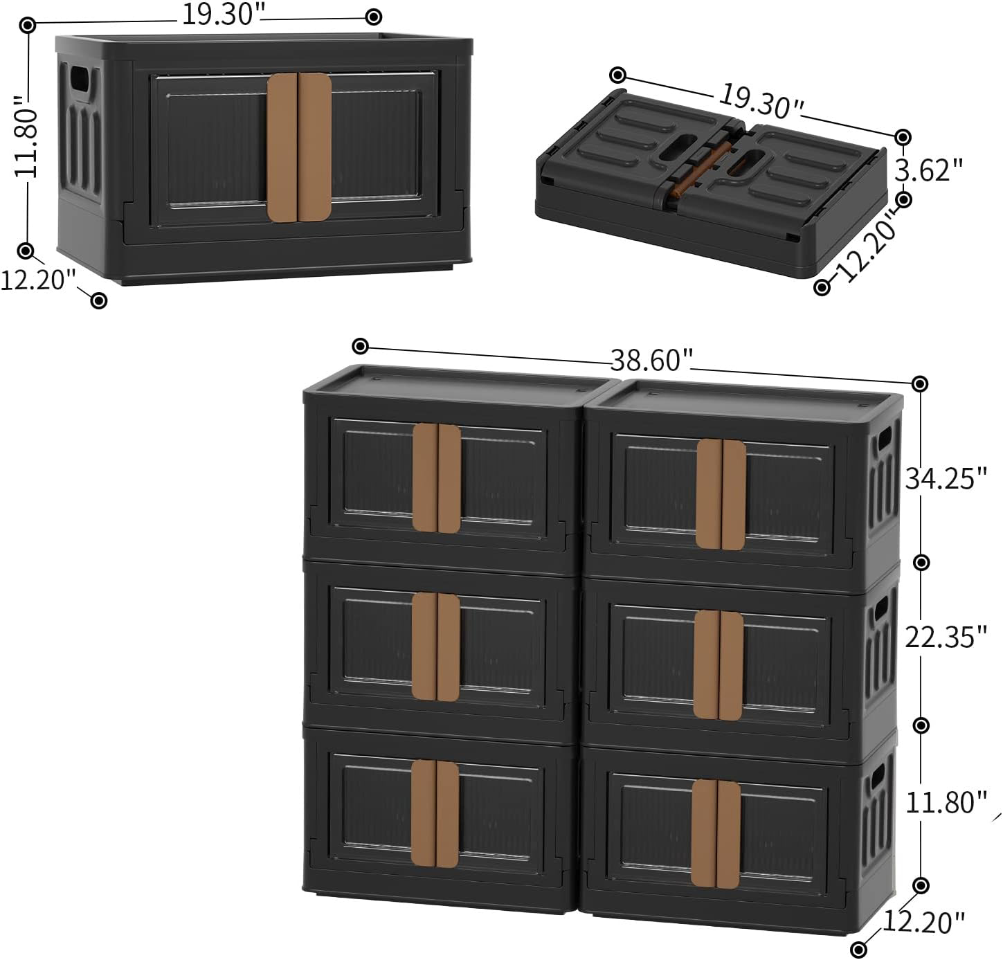 Plastikowe pudełko do przechowywania HAIXIN 32 L, 6 sztuk, czarne - obrazek 4