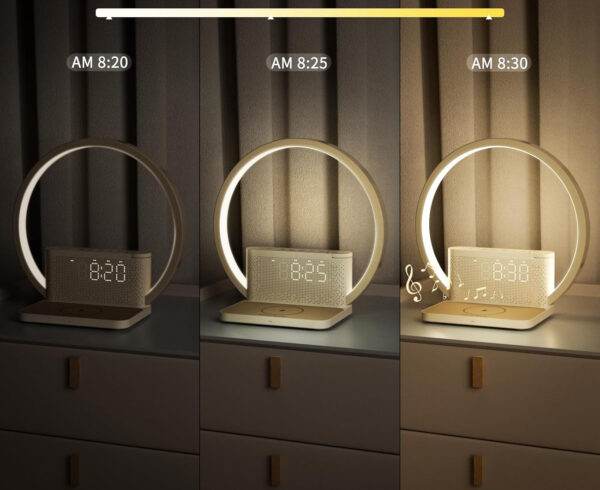 blonbar Lampa Nocna z Budzikiem i Ładowarką Bezprzewodową 10W - obrazek 4