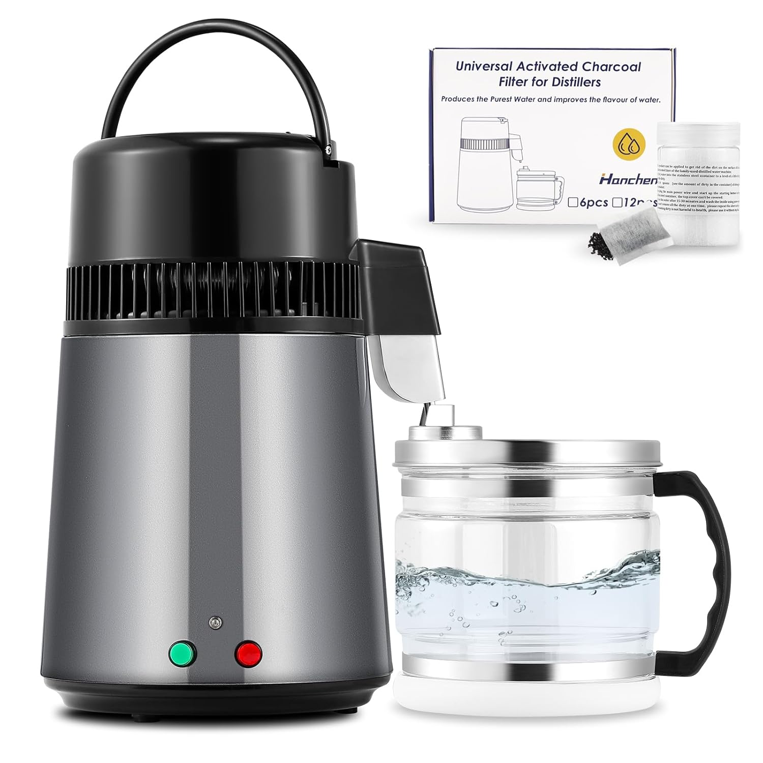 UŻYWANA Destylator wody Hanchen, stal nierdzewna 304, 750 W, 4 l, ciemnoszara
