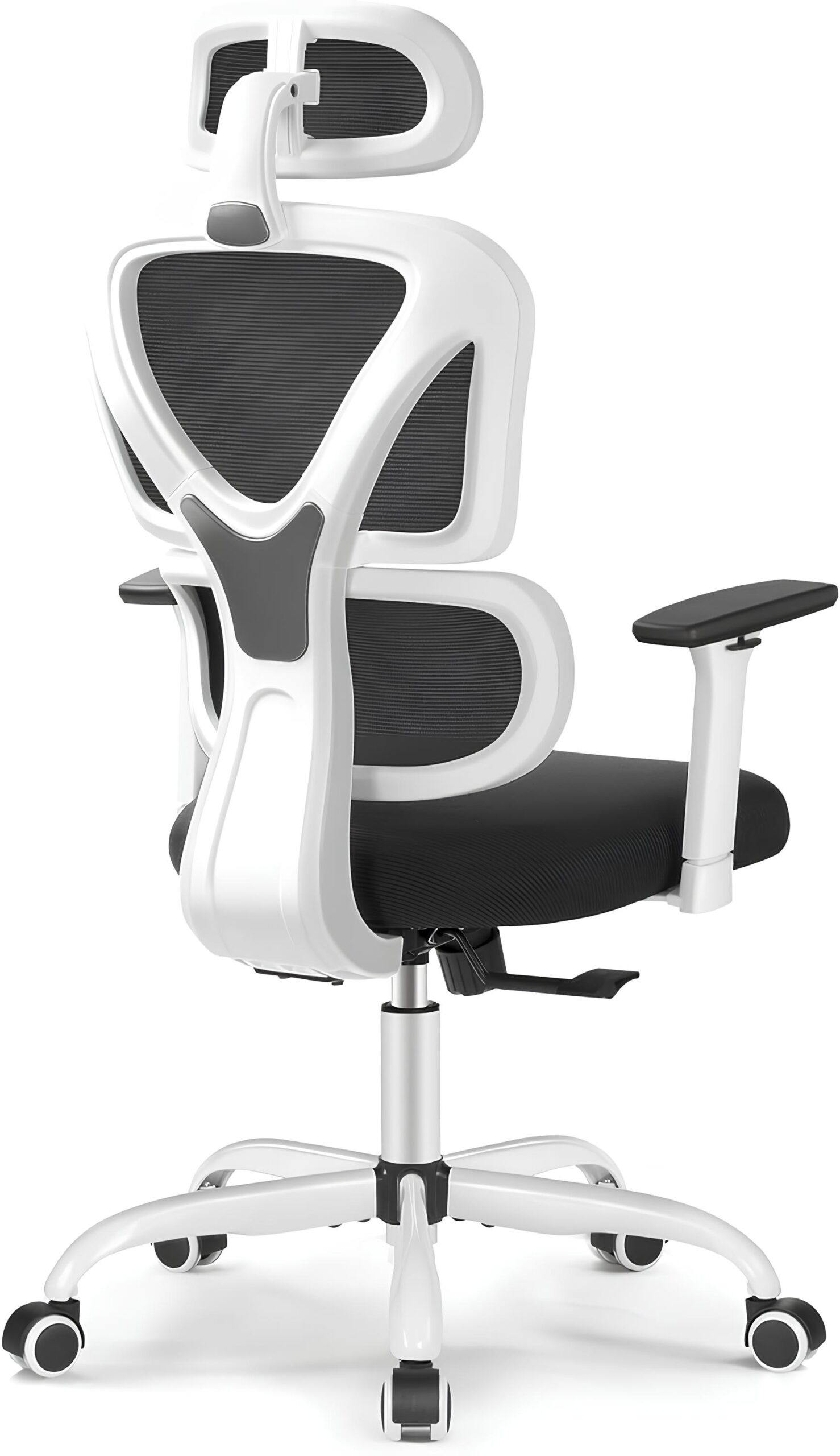 USZKODZONY NIE ZESTAW Krzesło biurowe KERDOM KD9070 białe ergonomiczne krzesło z siatki i zagłówkiem