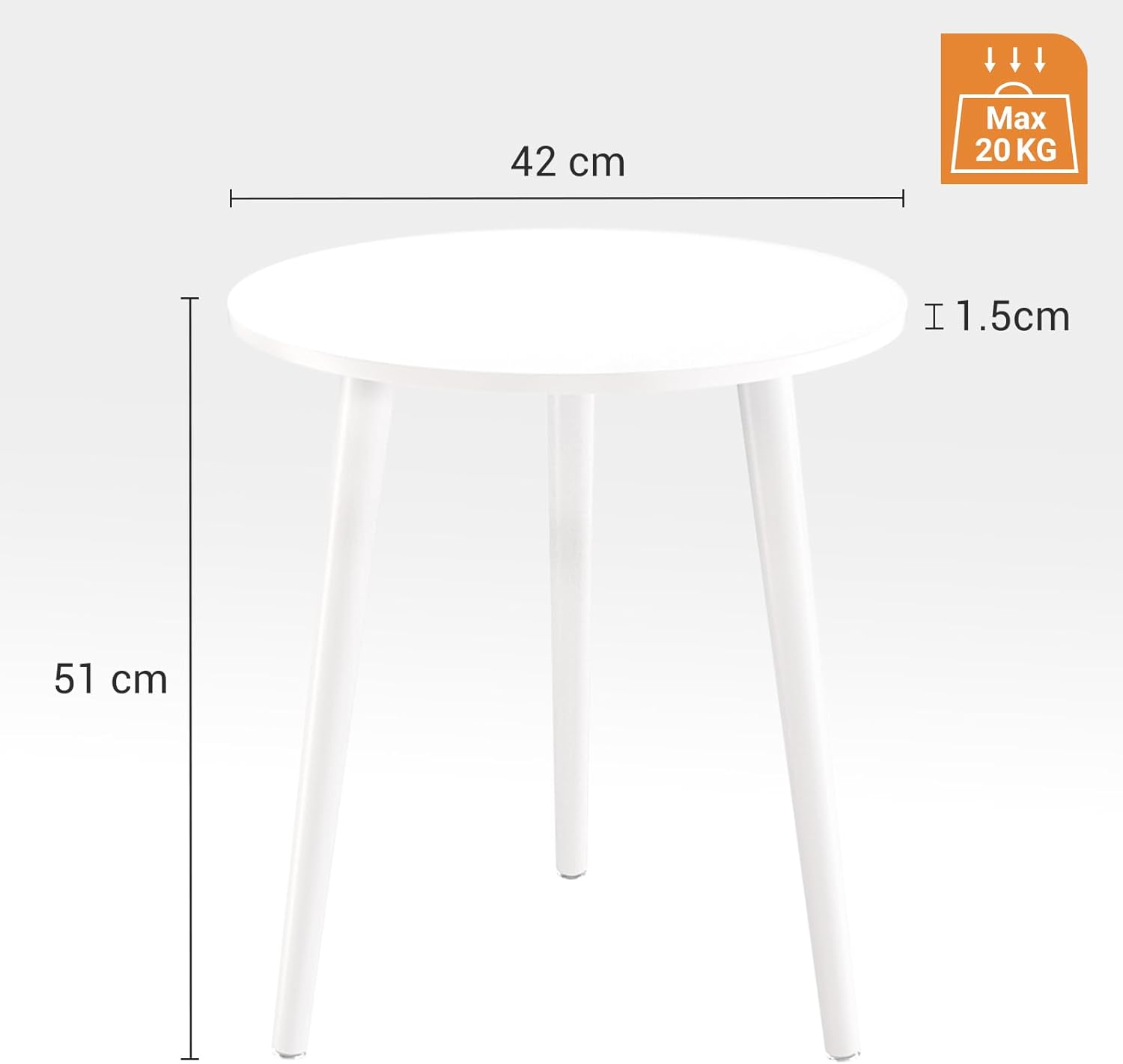 Używany Stolik boczny okrągły 42 cm, wysokość 51 cm skandynawski APICIZON - obrazek 6