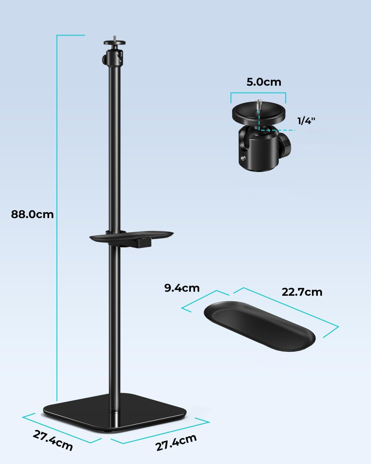 Uniwersalny stojak do projektora viozon DE-PR-01B 88 cm statyw regulowany pod rzutnik i laptopa - obrazek 5