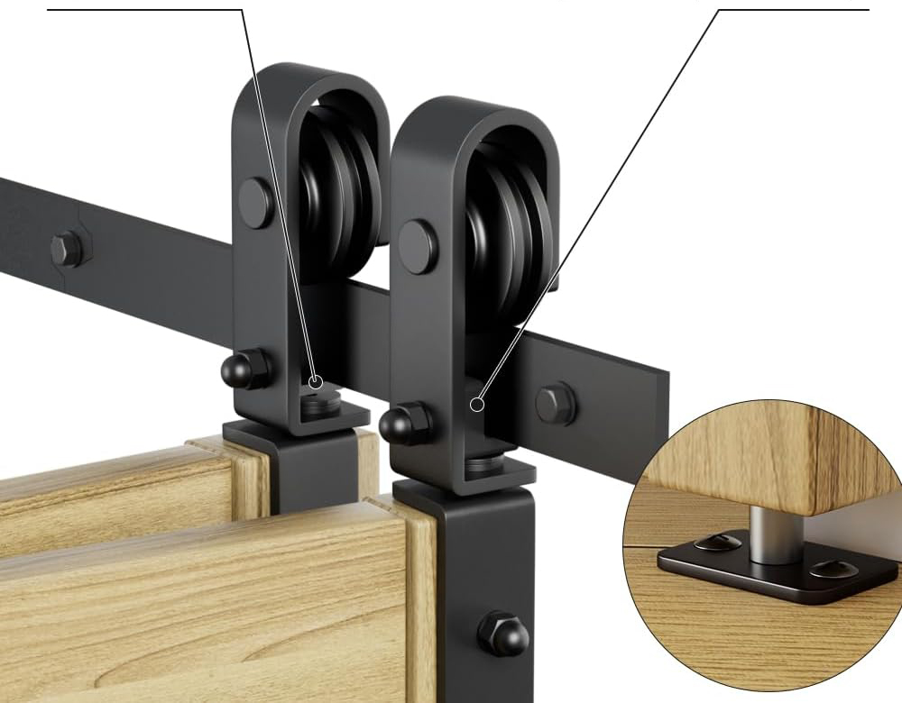 System drzwi przesuwnych WOLFBIRD 1M 70-80 cm zestaw kółka składany - obrazek 5