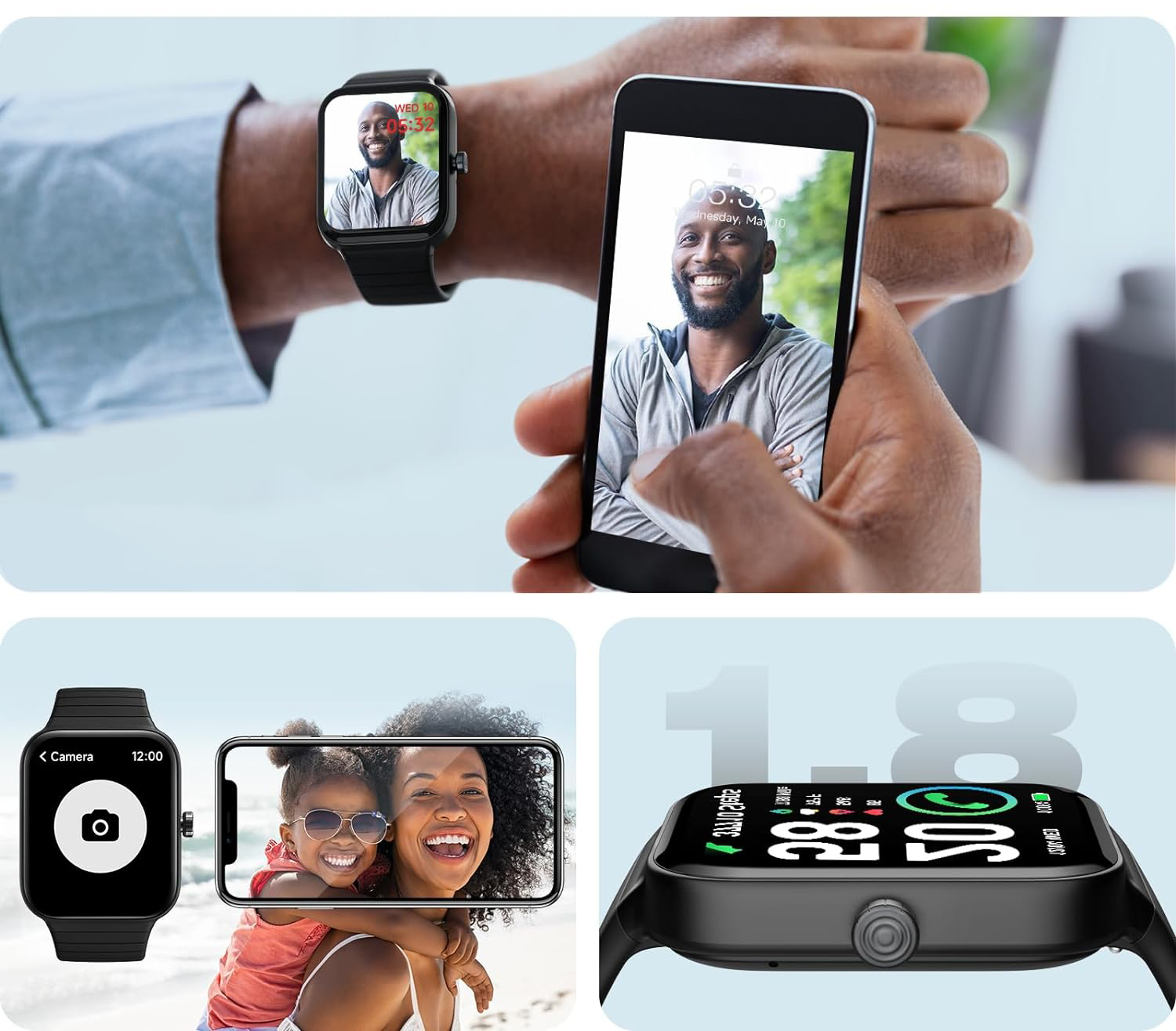 Smartwatch IDW15, Bluetooth, IP68, dla Android/iOS, czarny - obrazek 4
