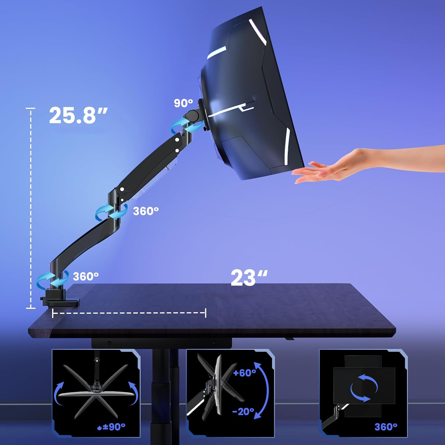 Używane Ramię do monitora PUTORSEN FPT80B-C012X, 22-57", VESA, czarne - obrazek 5