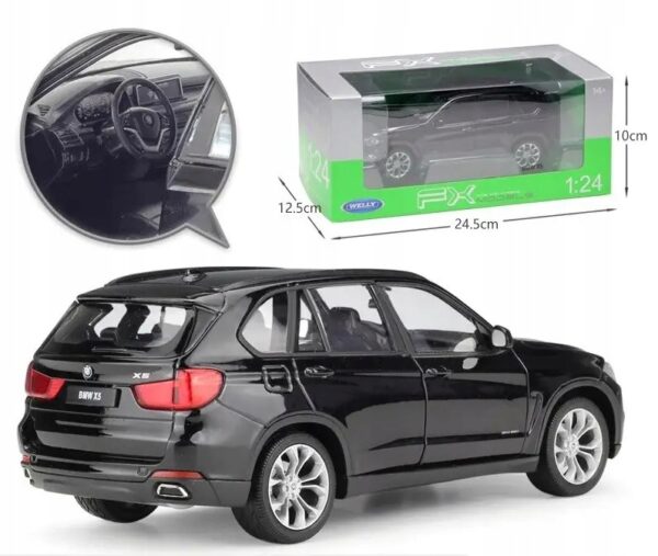 Model BMW X5 w skali 1:24 czarna kolekcjonerska miniatura luksusowego SUV-a - obrazek 10