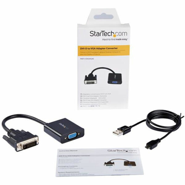Adapter DVI-D na VGA Startech DVI2VGAE             0,19 m Czarny - obrazek 2