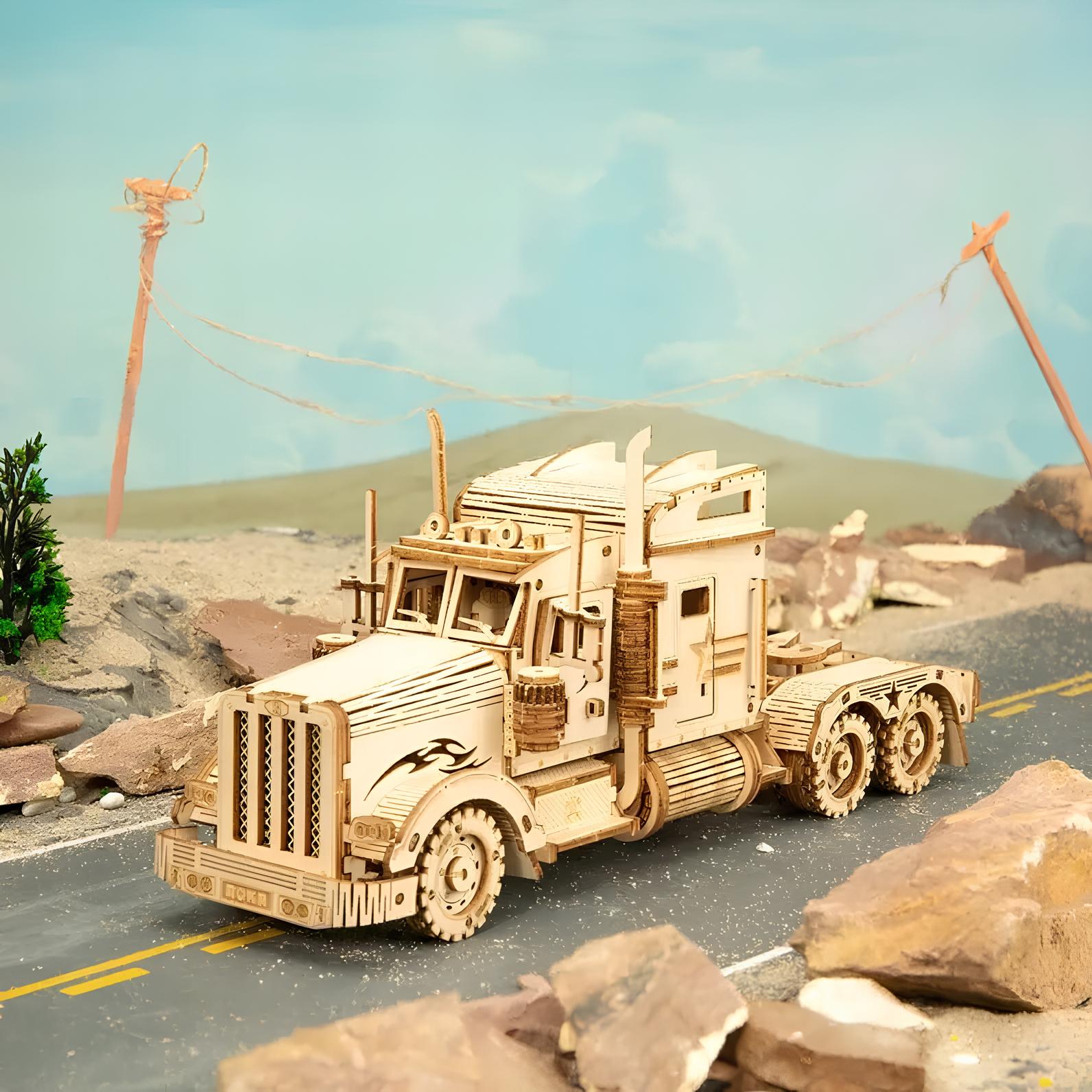 Puzzle 3D Robotime 3D Ciężarówka 286 części drewniany model do składania - obrazek 4