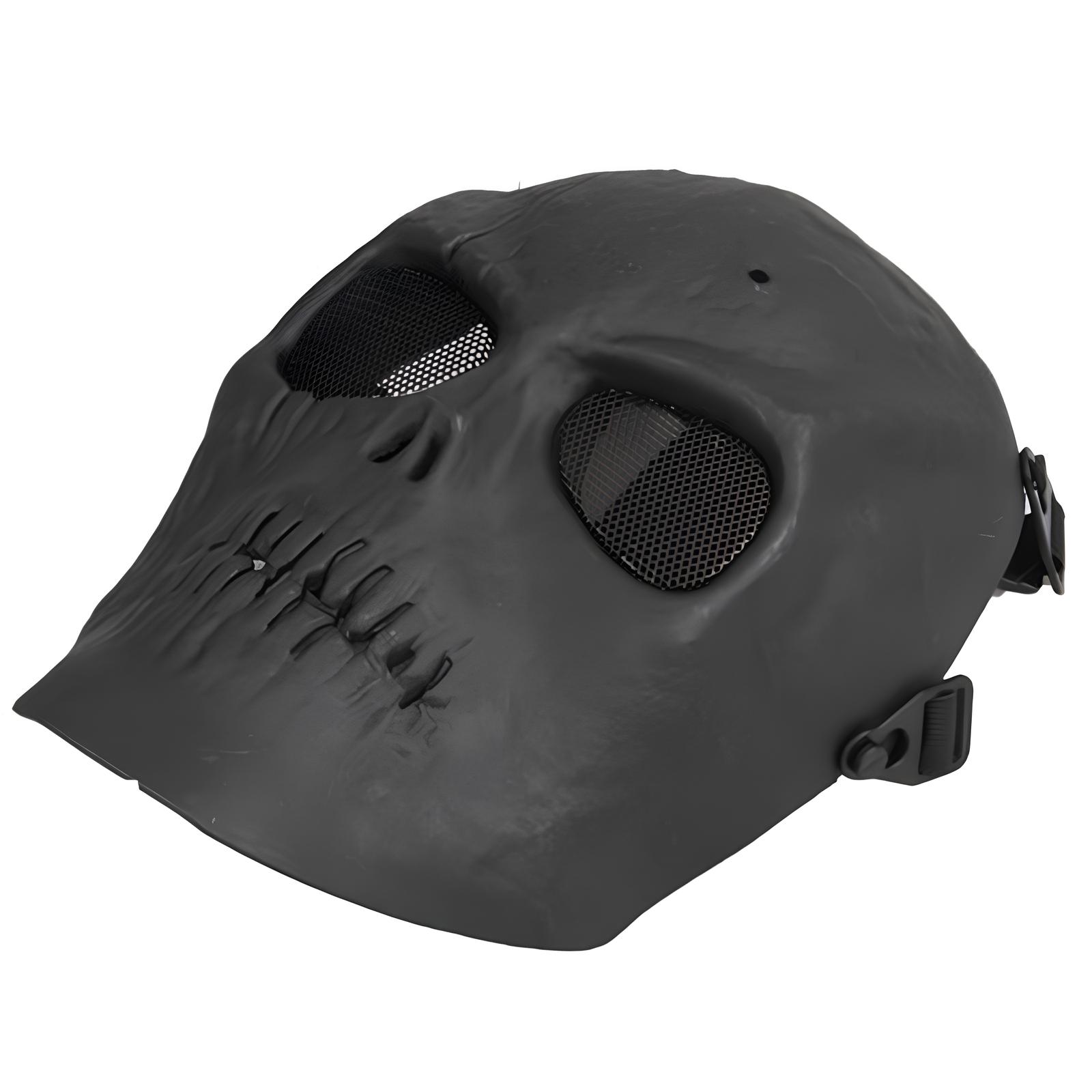 Czarna maska-sh helmet RESTEQ do airsoftu i motocykli na Halloween - obrazek 3