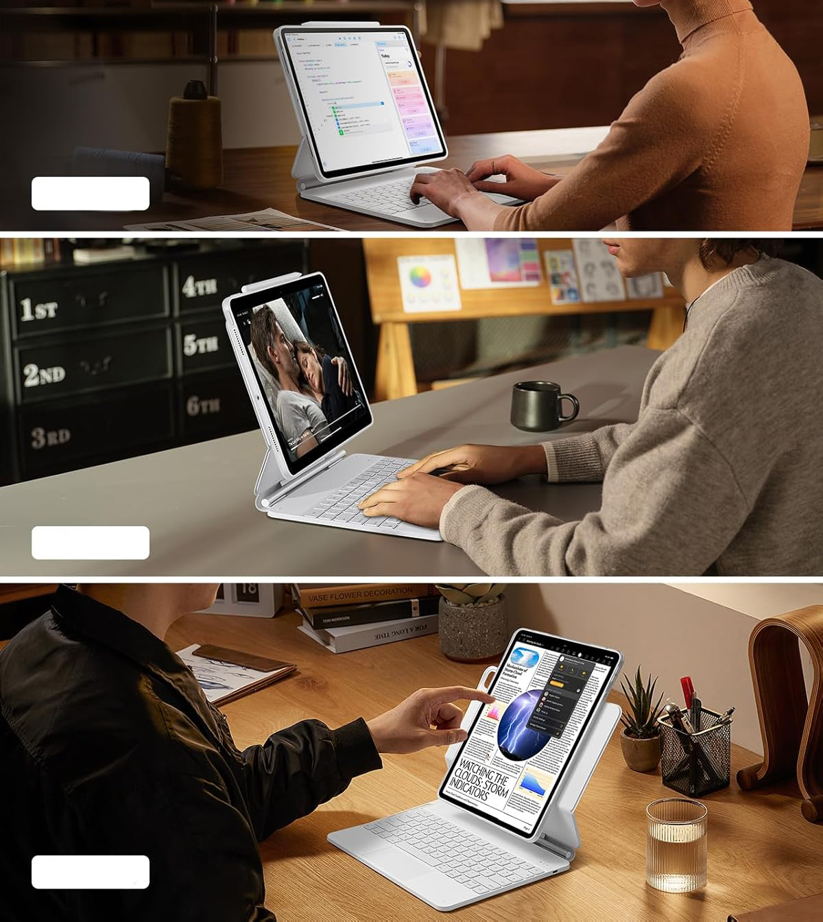 UŻYWANY Etui z klawiaturą do iPad Pro 13 (2024) ESR 6В023 360 biały QWERTZ - obrazek 7