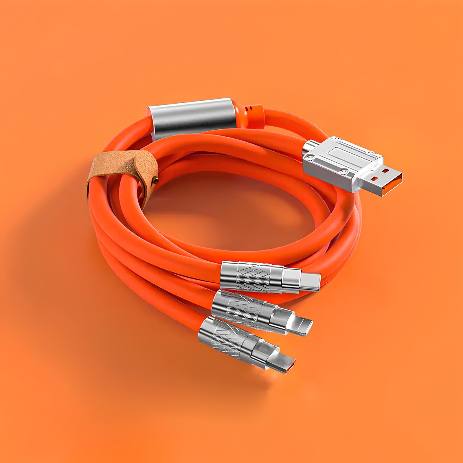 Kabel szybkiego ładowania USB 3w1 typu C 120w 6A 150cm pomaranczowy - obrazek 5