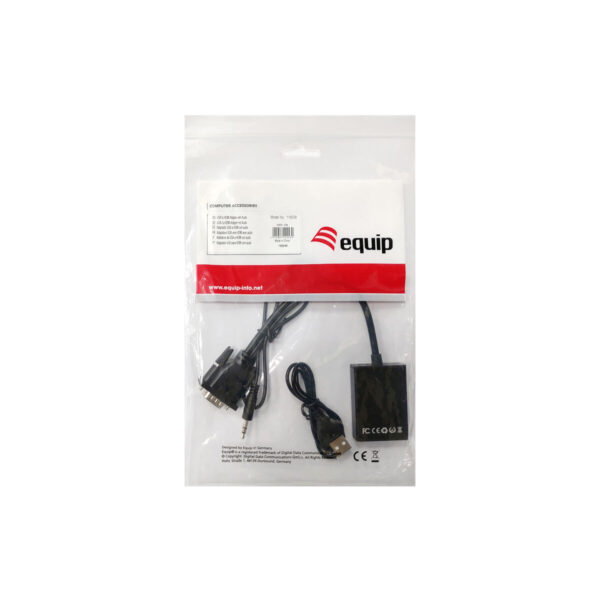 Adapter VGA na HDMI z Audio Equip 119038 Czarny 20 cm - obrazek 3
