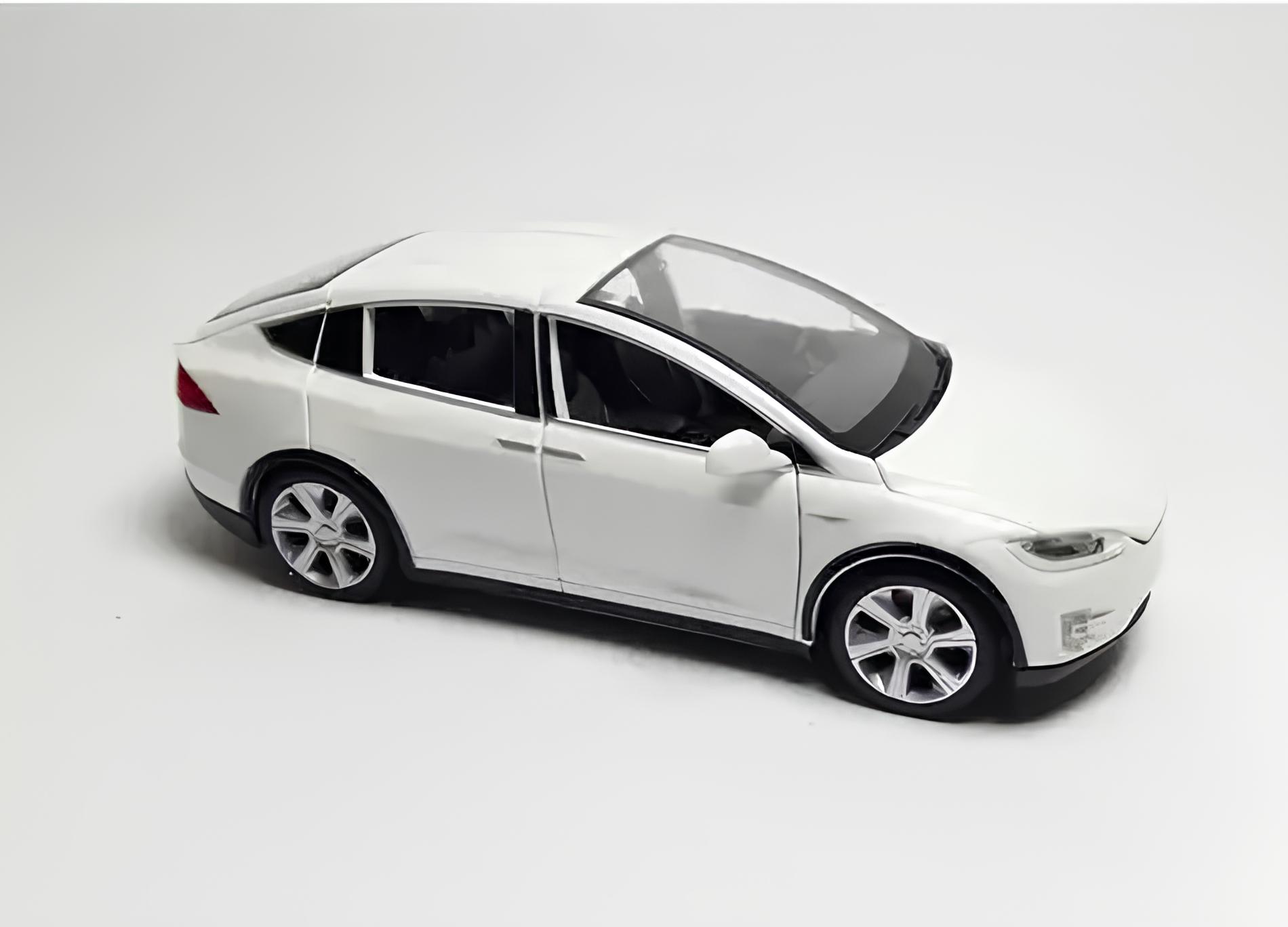 Model samochodu Tesla X90 1:32 biały miniatura elektrycznego auta z otwieranymi drzwiami - obrazek 3