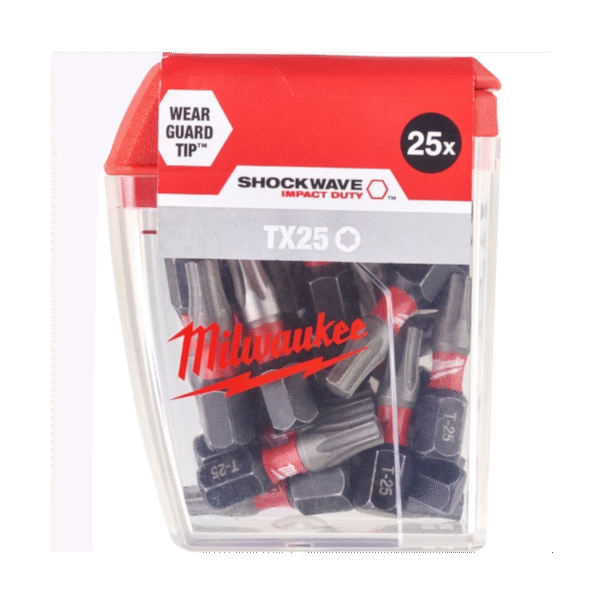 Bit Milwaukee TX25 25 mm bity torx Shockwave Impact Duty zestaw 25 sztuk