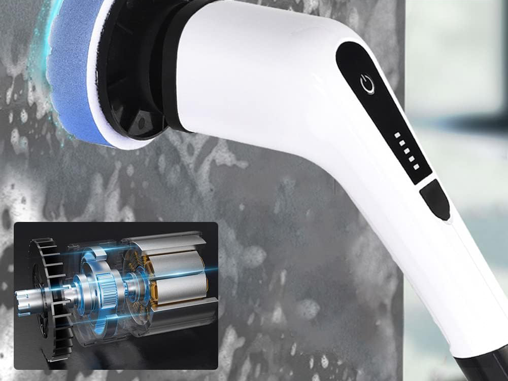 USZKODZONY/UŻYWANE Elektryczna szczotka obrotowa FARI Spin Scrubber 7 głowic + przedłużka - obrazek 2