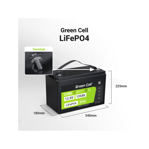 Bateria do Zasilacz awaryjny UPS Green Cell LFPGC12V125AH 1600 wh 125 ah - obrazek 3
