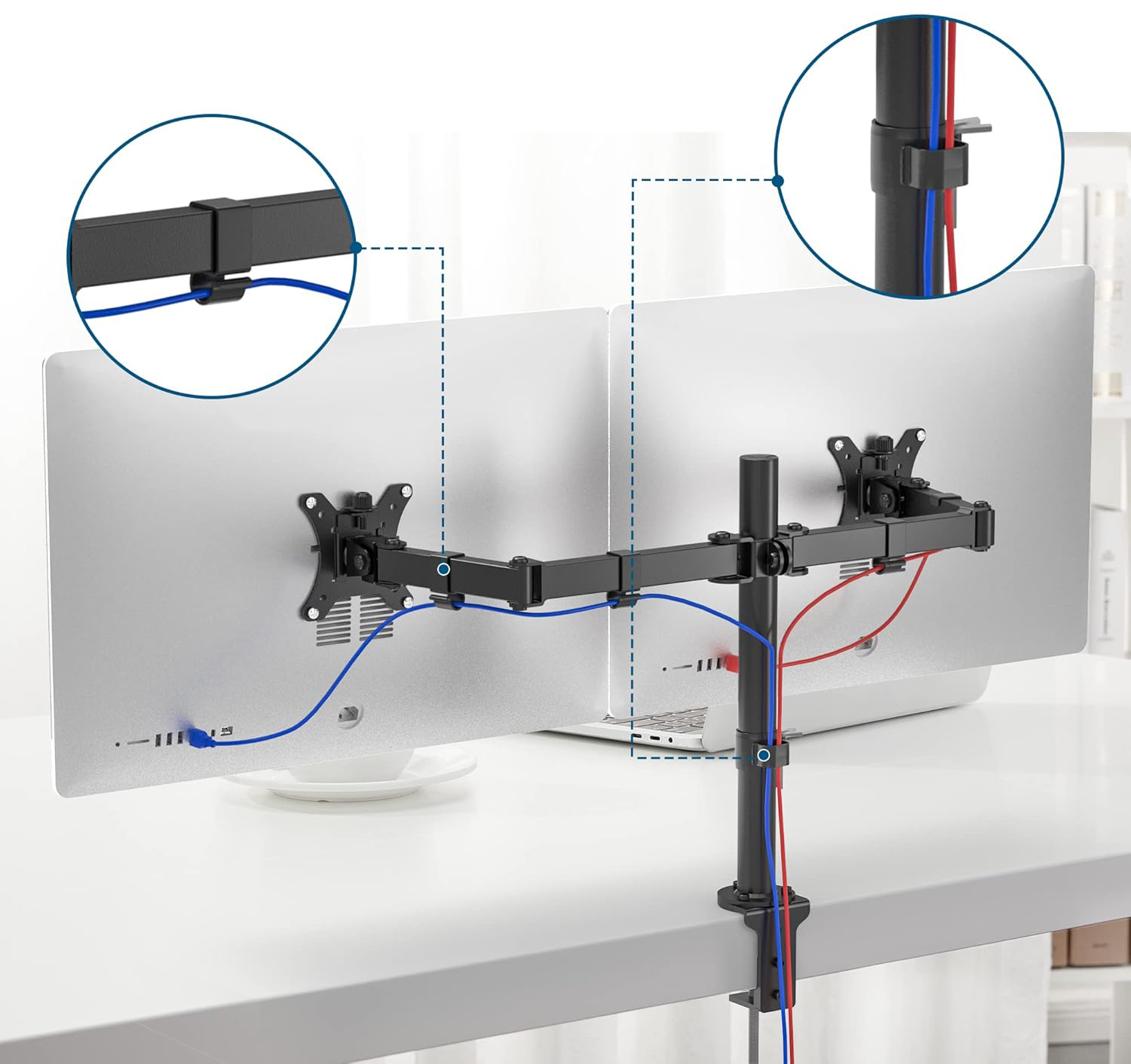 Uchwyt na dwa monitory BONTEC MDM002L, 13-27'', VESA 75/100 mm, Powystawowy - obrazek 6