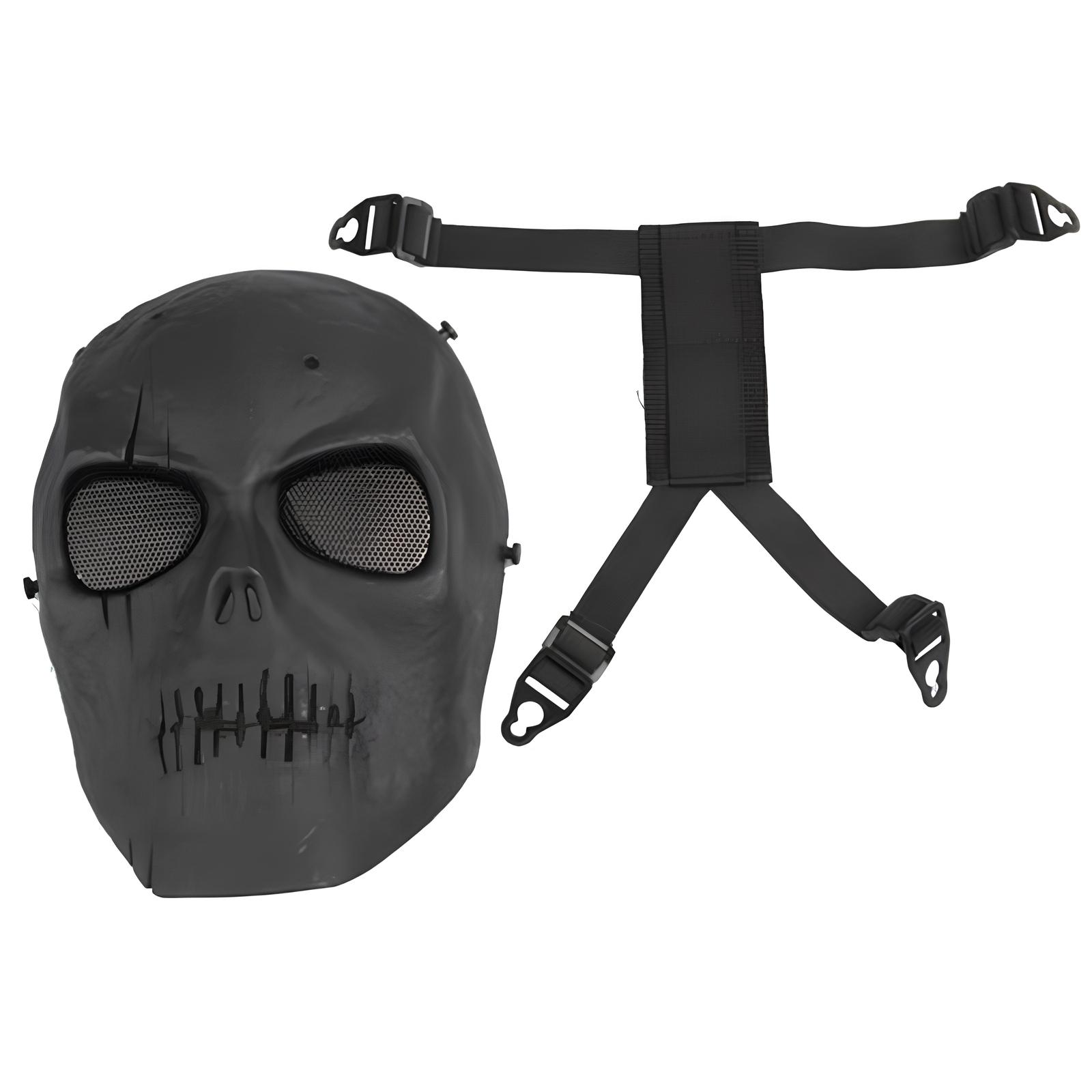 Czarna maska-sh helmet RESTEQ do airsoftu i motocykli na Halloween - obrazek 5