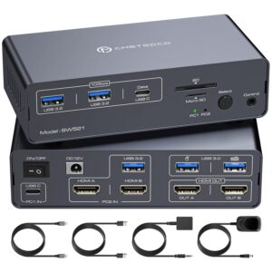 Przełącznik KVM USB-C 13w1 2 monitory 2 komputery HDMI 4K60Hz EDID FQuanmap FQ-de-SW521 POWYSTAWOWY