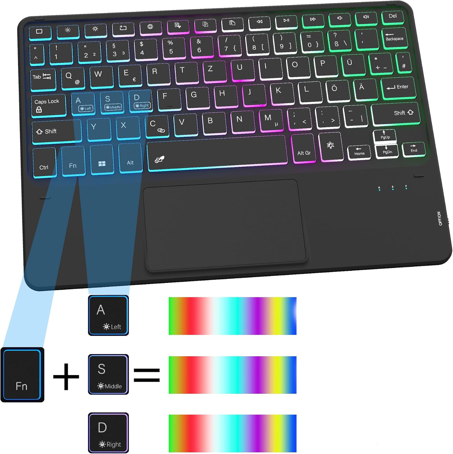 Etui z klawiaturą do Galaxy Tab S9/S9 FE 11" ROOFEI QWERTZ touchpad LED - obrazek 3