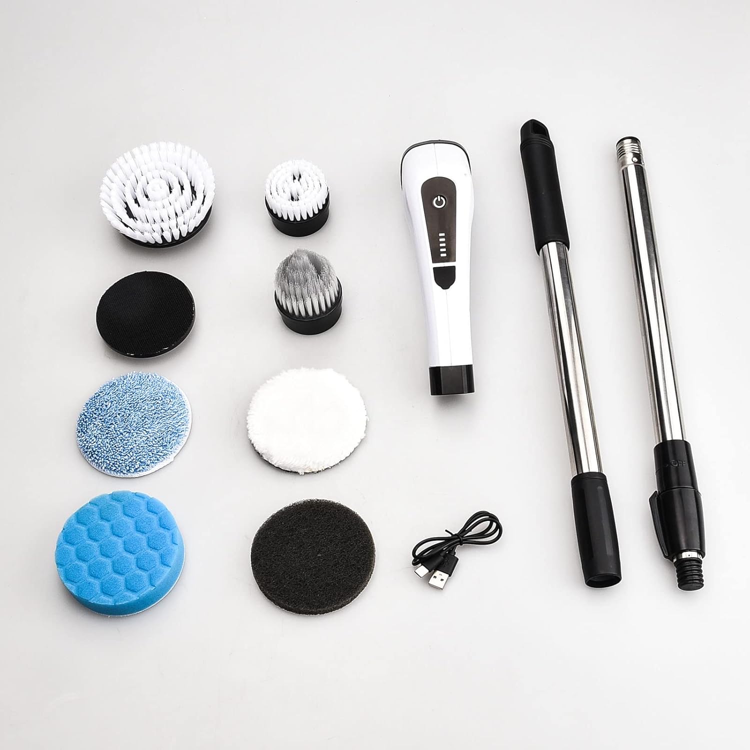 USZKODZONY/UŻYWANE Elektryczna szczotka obrotowa FARI Spin Scrubber 7 głowic + przedłużka - obrazek 4