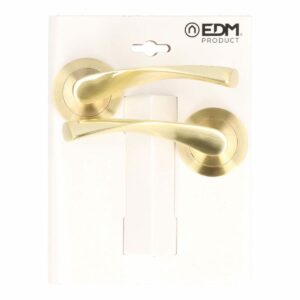 Zestaw klamkowy EDM 86031 707 Aluminium Ø 6,5 x 12 cm Mosiądz Złoty