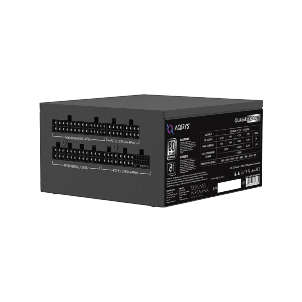 AQIRYS Zasilacz ATX / 80 Plus Platinum Certified QUASAR 1200W PCIe 5.0 8YW black - obrazek 8