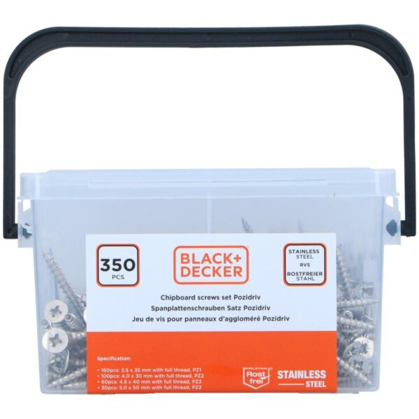 Zestaw śrub Black & Decker Pozidriv Drewno 350 Części - obrazek 2