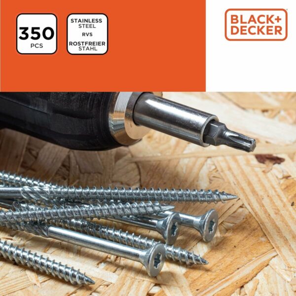 Zestaw śrub Black & Decker Pozidriv Drewno 350 Części - obrazek 5