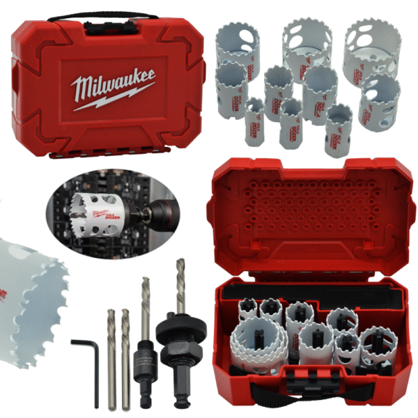 Zestaw otwornic Bi-metal 14 sztuk do drewna stali 19-57mm trzpień MILWAUKEE