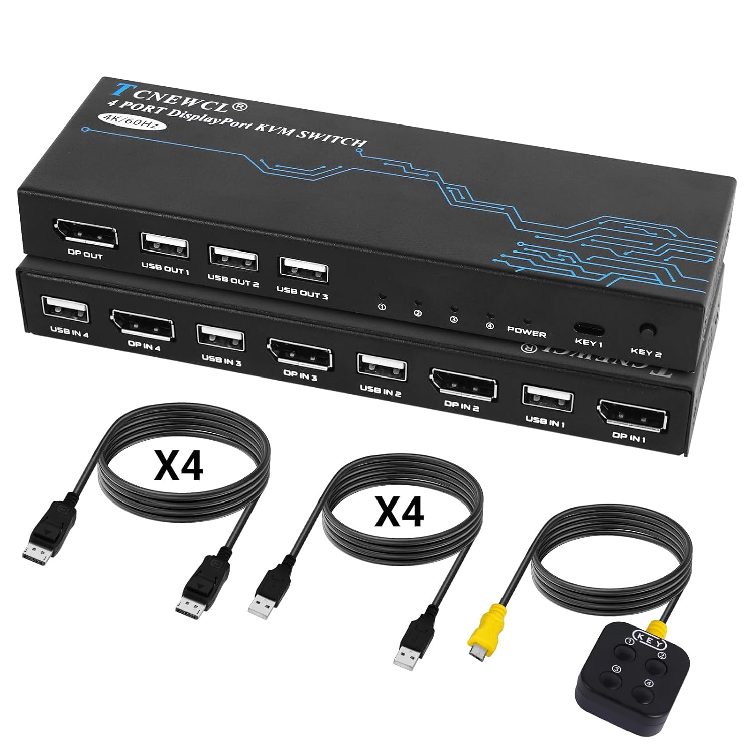 Przełącznik KVM TCNEWCL Przełącznik DisplayPort 4 porty, 4K, 60 Hz DP, USB - obrazek 4
