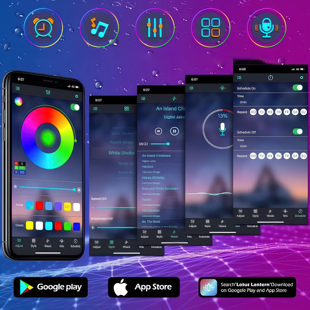 Taśma LED RGB 30 m IP68 wodoodporna na zewnątrz z pilotem i sterowaniem Bluetooth - obrazek 7