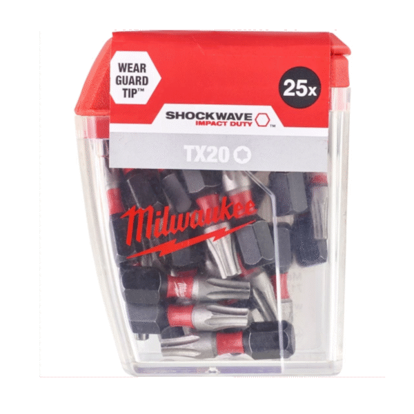 Bit Milwaukee TX20 25 mm bity torx Shockwave Impact Duty zestaw 25 sztuk