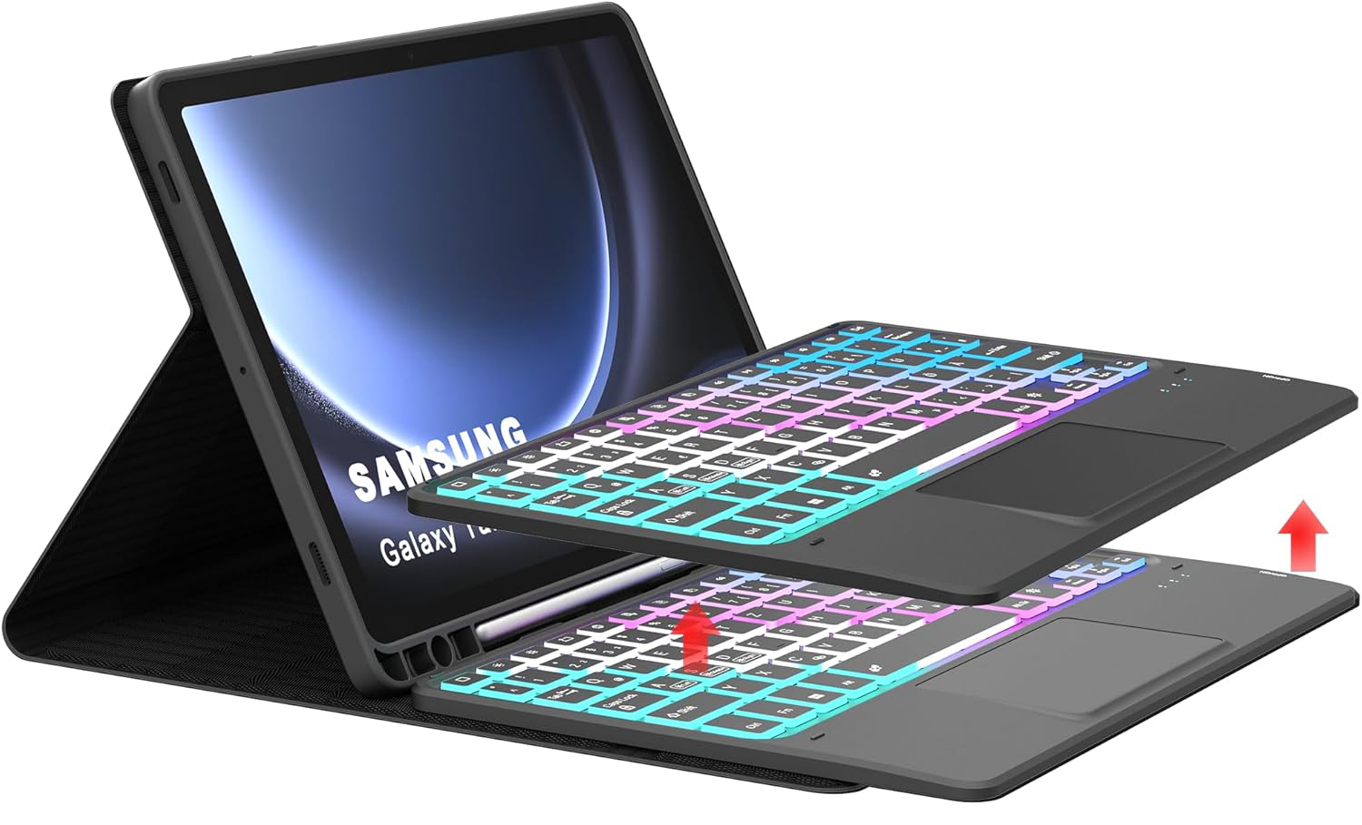 Etui z klawiaturą do Galaxy Tab S9/S9 FE 11" ROOFEI QWERTZ touchpad LED - obrazek 5