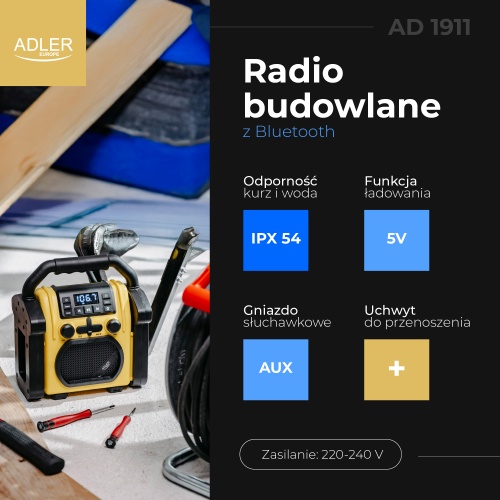 AD 1911 Radio budowlane z Bluetooth - IPX 54 - obrazek 11