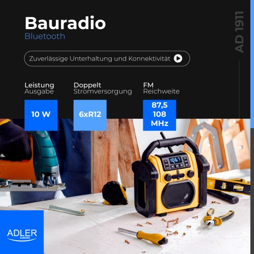 AD 1911 Radio budowlane z Bluetooth - IPX 54 - obrazek 14
