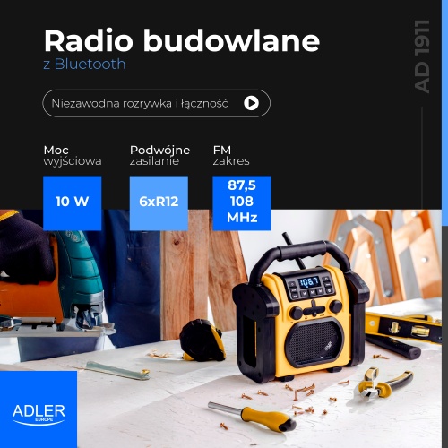 AD 1911 Radio budowlane z Bluetooth - IPX 54 - obrazek 16