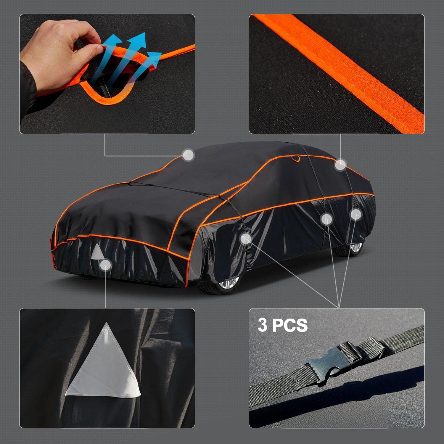 Wodoodporny pokrowiec Kayme YM Black SUV 460 cm na grad, deszcz i promienie UV - obrazek 3