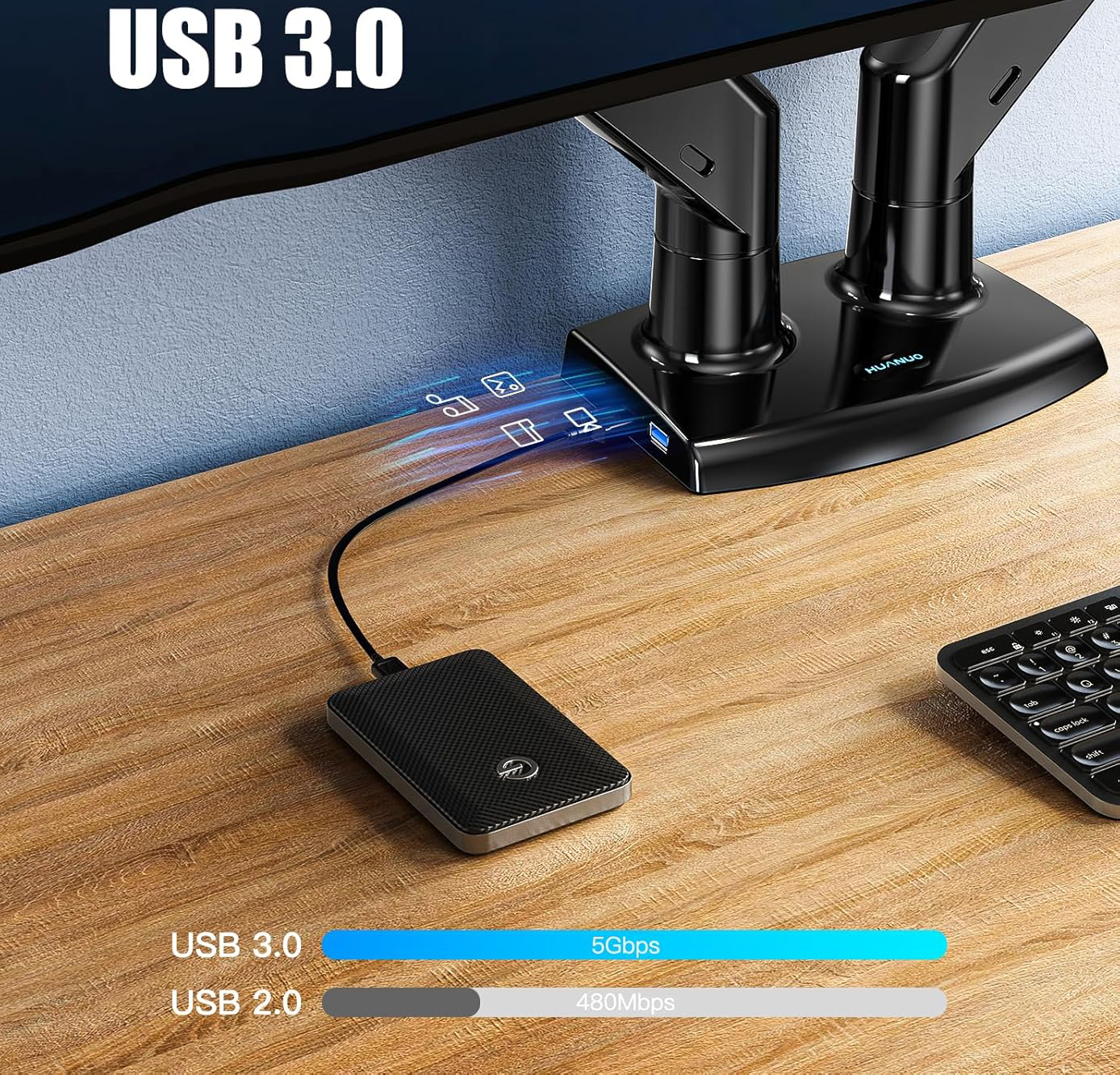 POWYSTAWOWY Uchwyt do dwóch monitorów HUANUO HNDS12 15-35" do 12 kg - obrazek 7