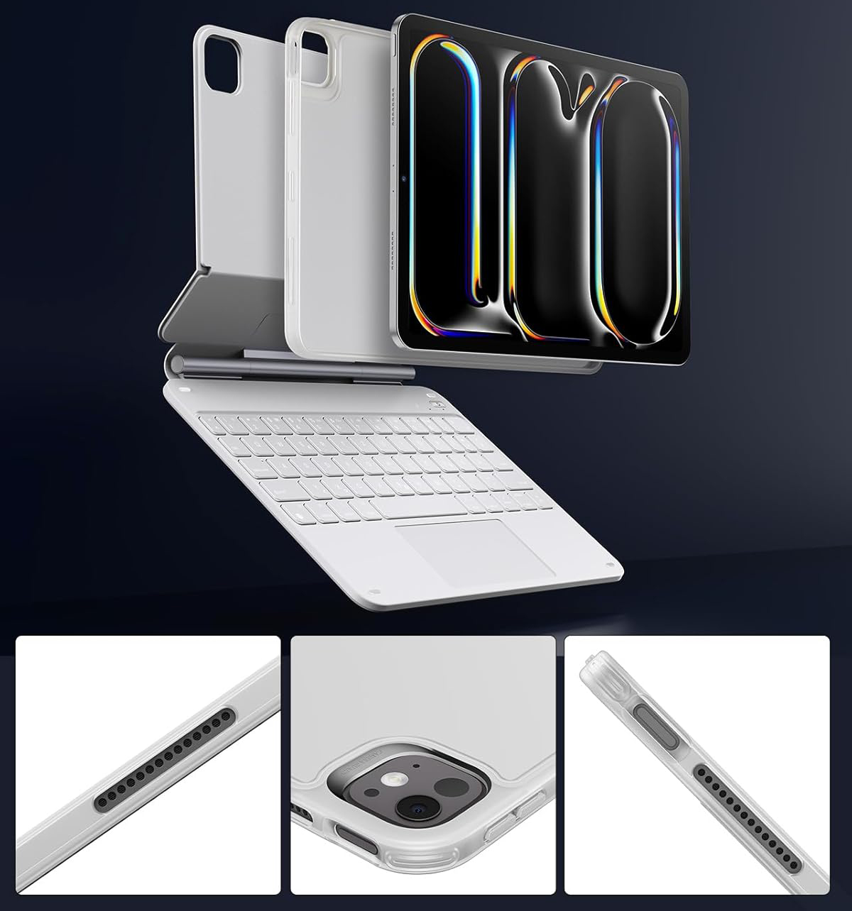 UŻYWANY Etui z klawiaturą do iPad Pro 13 (2024) ESR 6В023 360 biały QWERTZ - obrazek 2