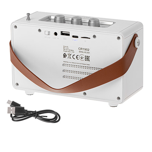 CR 1902 White Radio FM z Bluetooth - USB-c - obrazek 4