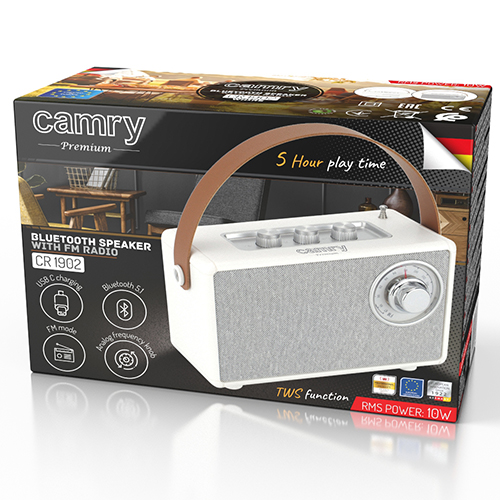 CR 1902 White Radio FM z Bluetooth - USB-c - obrazek 5