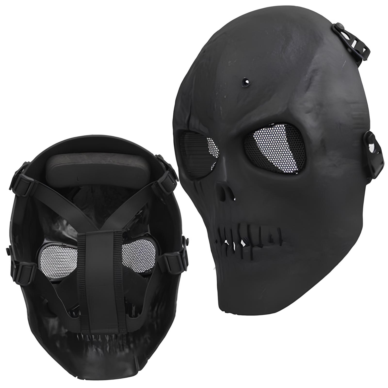 Czarna maska-sh helmet RESTEQ do airsoftu i motocykli na Halloween - obrazek 4