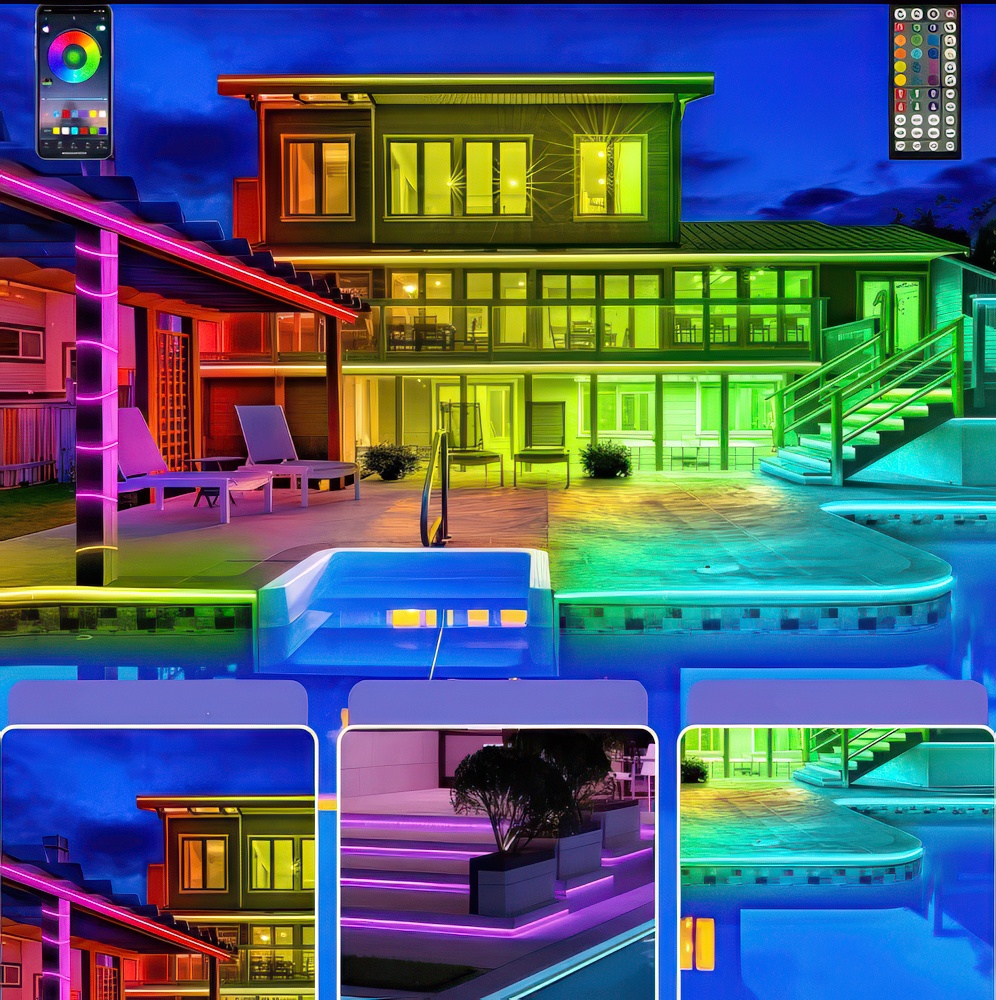 Taśma LED RGB 30 m IP68 wodoodporna na zewnątrz z pilotem i sterowaniem Bluetooth - obrazek 6