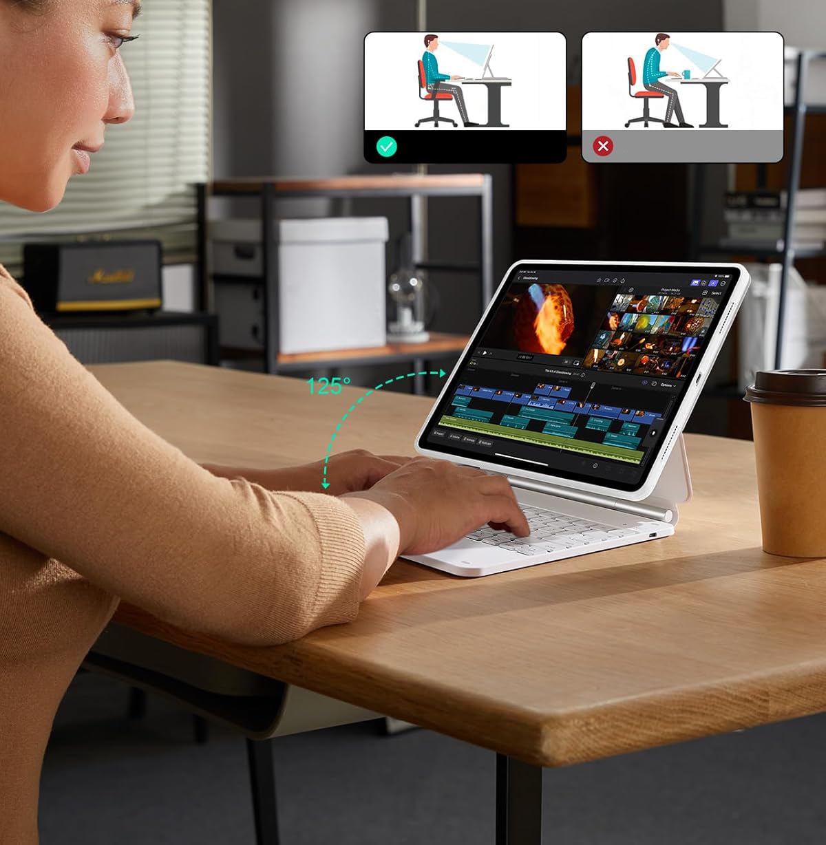 UŻYWANY Etui z klawiaturą do iPad Pro 13 (2024) ESR 6В023 360 biały QWERTZ - obrazek 4