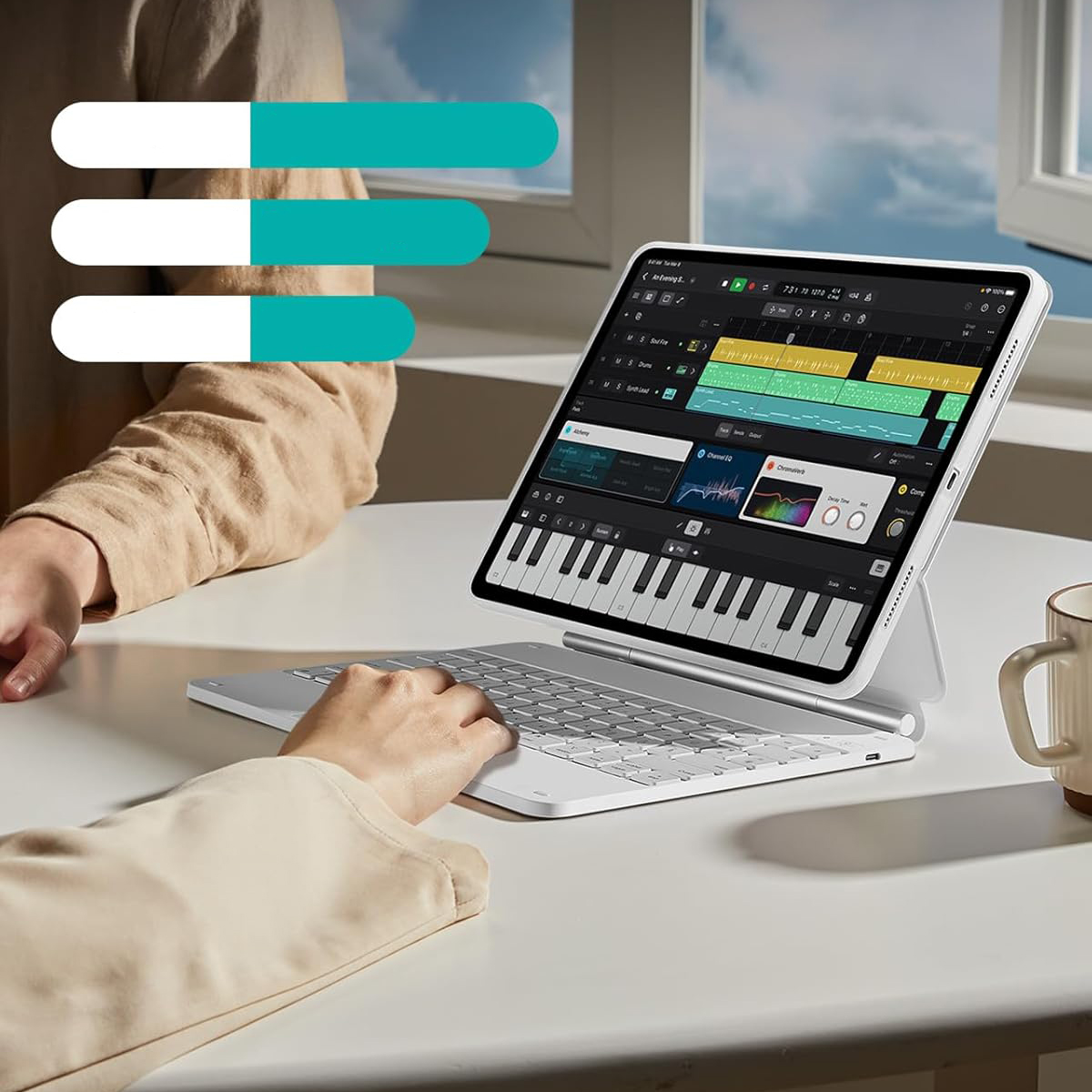 UŻYWANY Etui z klawiaturą do iPad Pro 13 (2024) ESR 6В023 360 biały QWERTZ - obrazek 5