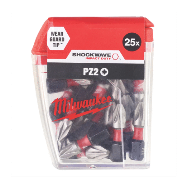 Bity udarowe Milwaukee Shockwave bit PZ2 25 mm zestaw bitów końcówek 25 szt