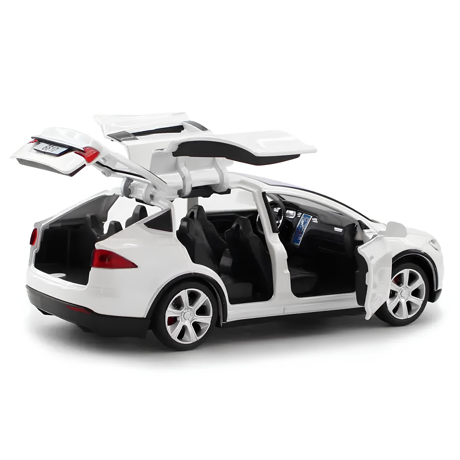 Model samochodu Tesla X90 1:32 biały miniatura elektrycznego auta z otwieranymi drzwiami - obrazek 2